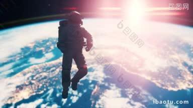 太空中一位孤独的宇航员